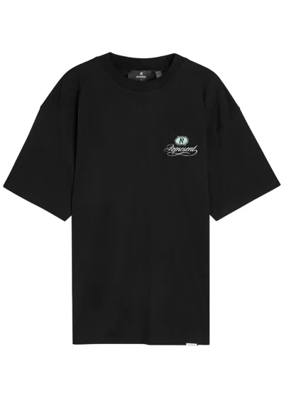 Represent Grand Vintage Hand Drawn Cotton T-shirt In Black
