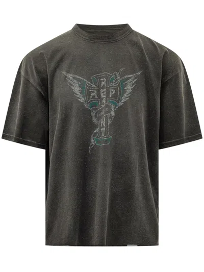 Represent Graphic Front Mini T-shirt In Stained Black