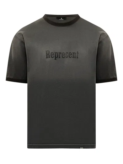 Represent Graphic Logo T-shirt In Stained Black