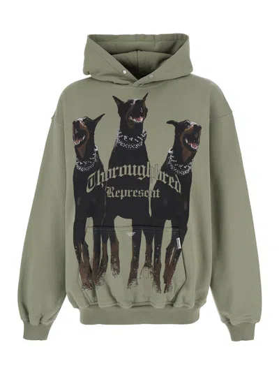Represent Graphic Print Cotton Hoodie In Green