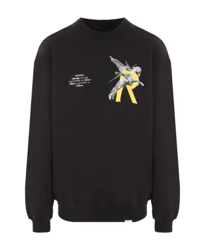 Represent Graphic-print Cotton Sweatshirt In Black