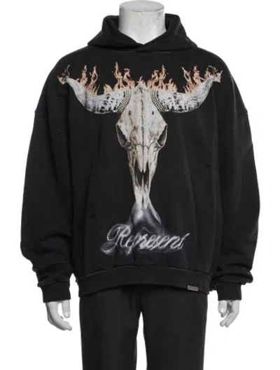 Pre-owned Represent Graphic Print Crew Neck Hoodie In Black