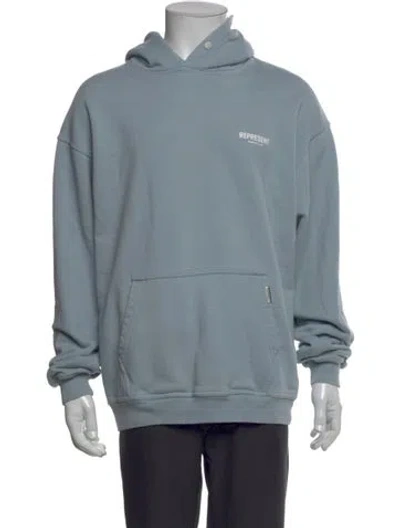 Pre-owned Represent Graphic Print Crew Neck Hoodie In Blue