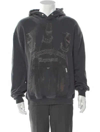 Pre-owned Represent Graphic Print Crew Neck Hoodie In Gray