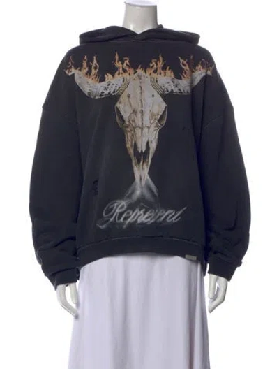 Pre-owned Represent Graphic Print Crew Neck Hoodie W/ Tags In Black