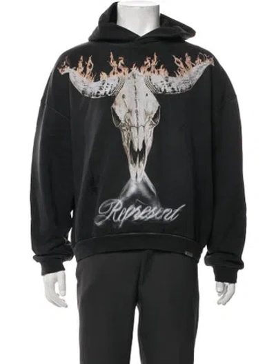 Pre-owned Represent Graphic Print Crew Neck Hoodie W/ Tags In Black