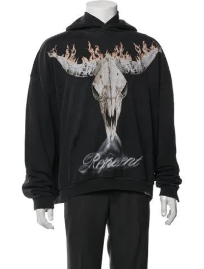 Pre-owned Represent Graphic Print Crew Neck Hoodie W/ Tags In Black