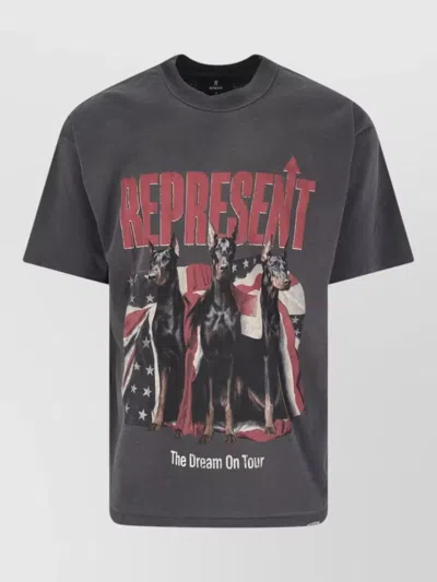 Represent Graphic Print Crew Neck Short Sleeve T-shirt In Gray