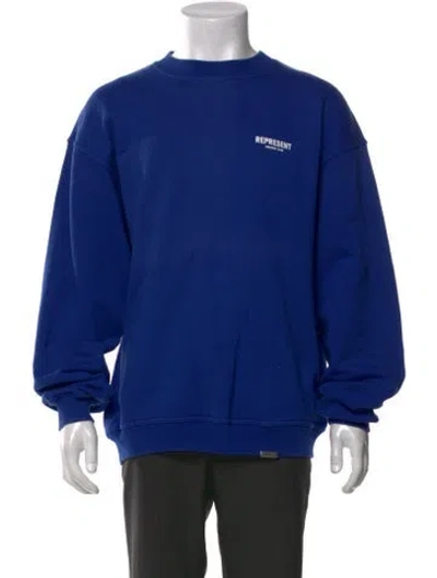 Pre-owned Represent Graphic Print Crew Neck Sweatshirt In Blue