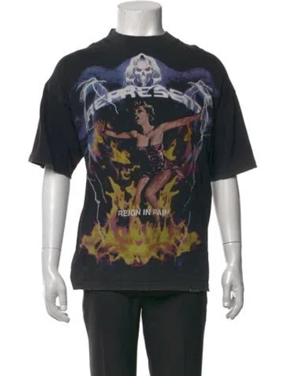 Pre-owned Represent Graphic Print Crew Neck T-shirt In Black