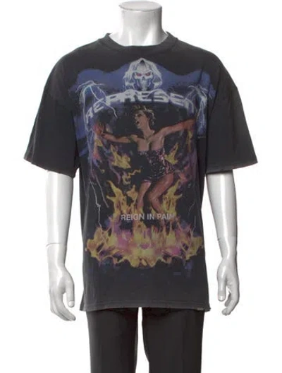 Pre-owned Represent Graphic Print Crew Neck T-shirt In Grey