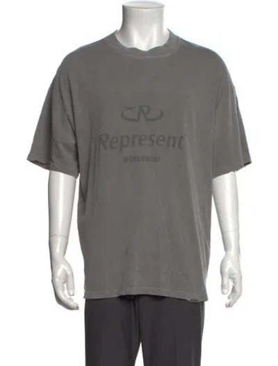 Pre-owned Represent Graphic Print Crew Neck T-shirt In Grey