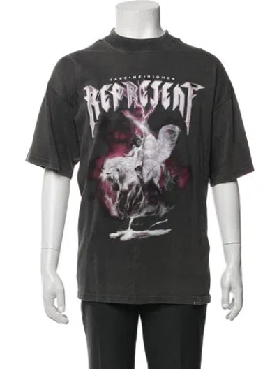 Pre-owned Represent Graphic Print Crew Neck T-shirt In Grey