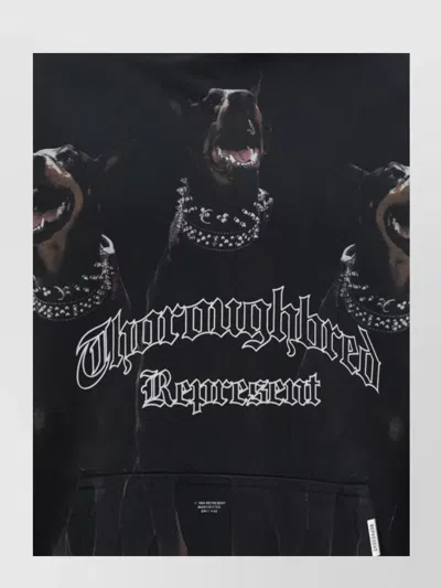Represent Thoroughbred Graphic-print Cotton-jersey Hoody In Black