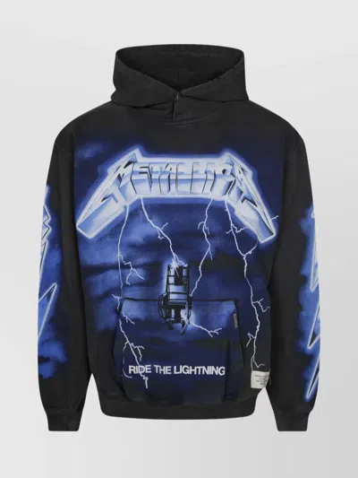 Represent Graphic Print Hooded Sweater With Kangaroo Pocket In Blue