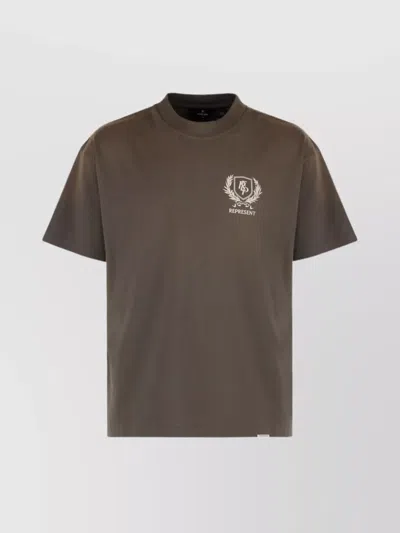 Represent Graphic Print Ribbed Crew-neck T-shirt In Brown