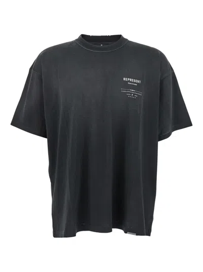 Represent Revere Manor Black T-shirt With Logo Lettering On The Front And Maxi Print On The Rear In Cotton Jer In Gray