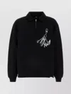 Represent Mens Jet Black Graphic-print Quarter-zip Cotton-jersey Sweatshirt