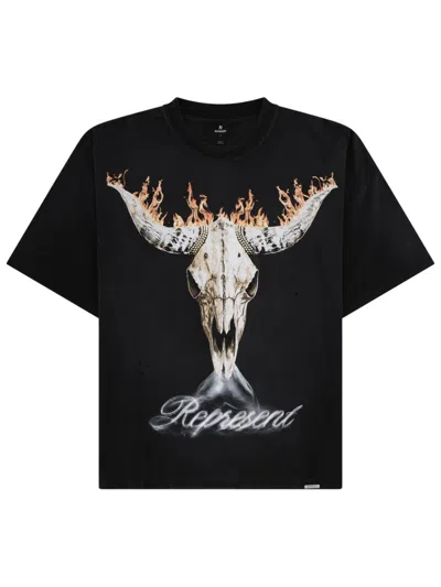 Represent Graphic Skull Horn T-shirt In Black