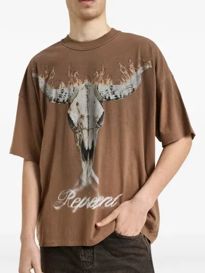Represent Cowboys Graphic Oversized Short Sleeve T Shirt In Brown