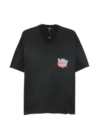 Represent Graphic-print Chest-pocket T-shirt In Black