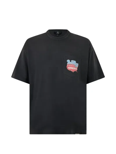 Represent Graphic-print Chest-pocket T-shirt In Black