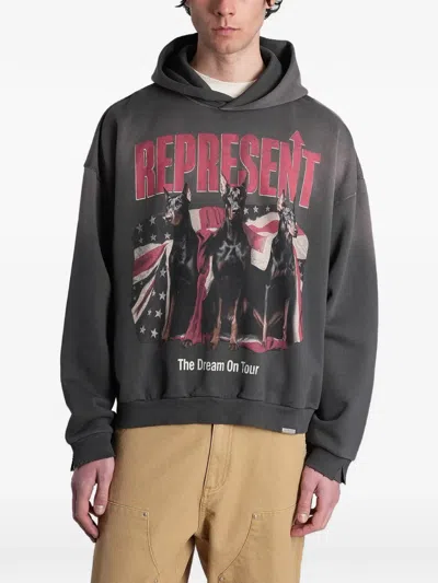 Represent Graphic-print Hoodie In Gray
