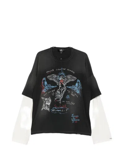 Represent Graphic-print Layered-sleeve T-shirt In Multi