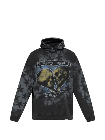 Represent Graphic-print Long-sleeve Hoodie In Black