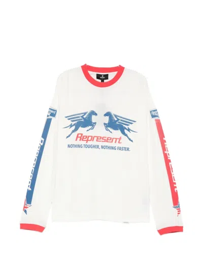 Represent Graphic-print Long-sleeves T-shirt In White