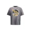 Represent Black Crew Neck T-shirt With Graphic Print On Front And Back And Faded Effect In Cotton Man In Gray