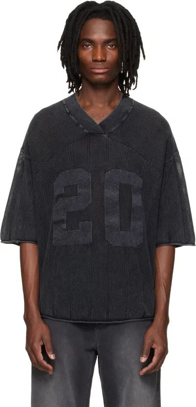 Represent Gray Knitted Varsity Jersey In Black