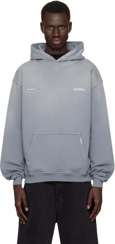 Represent Powder Blue Cotton Sweatshirt In Grey
