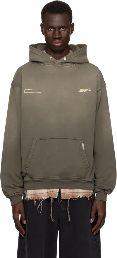 Represent Patron Of The Club Hooded Cotton Sweatshirt In Olive
