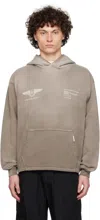 Represent Mens Graphic-print Relaxed-fit Cotton Hoody Dark Taupe Xxl In Dark Taupe