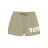 Represent Mens Khaki Logo-print Regular-fit Swim Shorts Xl