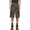 Represent Camo Print Cargo Shorts In Green