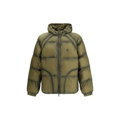 Represent Hooded Nylon Puffer Jacket In Green