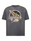 Represent Black Crew Neck T-shirt With Graphic Print On Front And Back And Faded Effect In Cotton Man In Gray