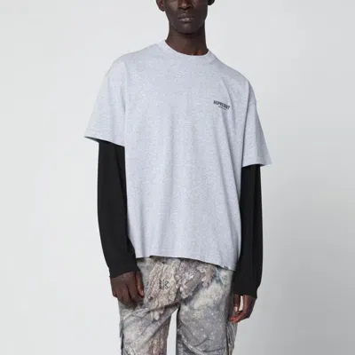 Represent Grey Cotton Tshirt With Logo In White