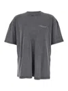 Represent Grey Crew Neck T-shirt With Logo On Front And Back And Faded Effect In Cotton Man In Brown