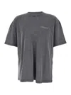 Represent Grey Crew Neck T-shirt With Logo On Front And Back And Faded Effect In Cotton Man In Gray