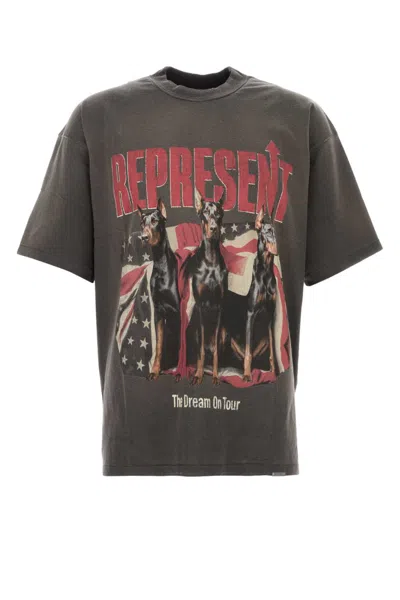 Represent Grey Crew Neck T-shirt In Brown