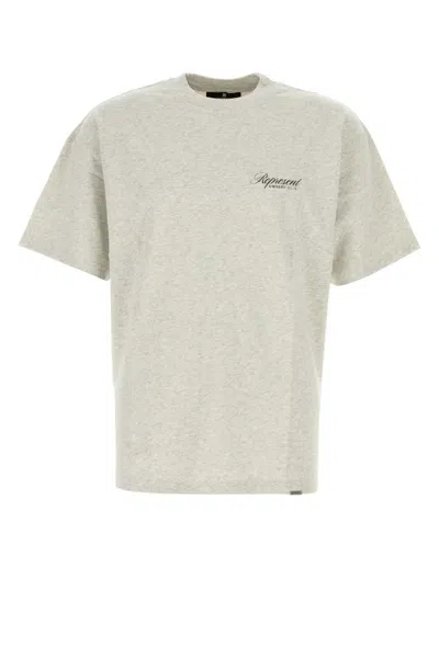 REPRESENT GREY CREWNECK LOGO PRINT T-SHIRT