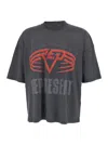 Represent Grey Crewneck T-shirt With Maxi Logo Print On Front And Rear In Cotton Blend Man In Gray