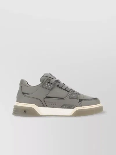 Represent Grey Leather Studio Sneakers In Gray