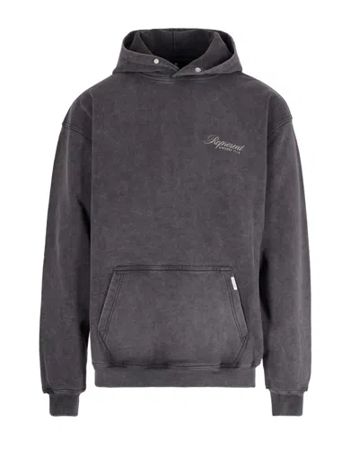 Represent Grey Logo Hood Sweatshirt In Gray