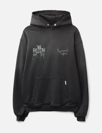 Represent Hand Drawn Thoroughbred Dogs Hooded Cotton Sweatshirt In Multi