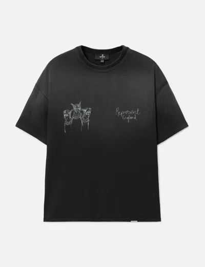 Represent Hand Drawn Thoroughbred Dogs Cotton T-shirt In Black