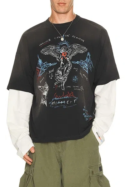 Represent Heavier Than The Heavens Long Sleeve Tee In Washed Black